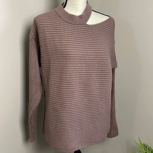 Kirundo Long Sleeve  Mocha Mushroom  Brown Knit Exposed Collar Sweater  Size L